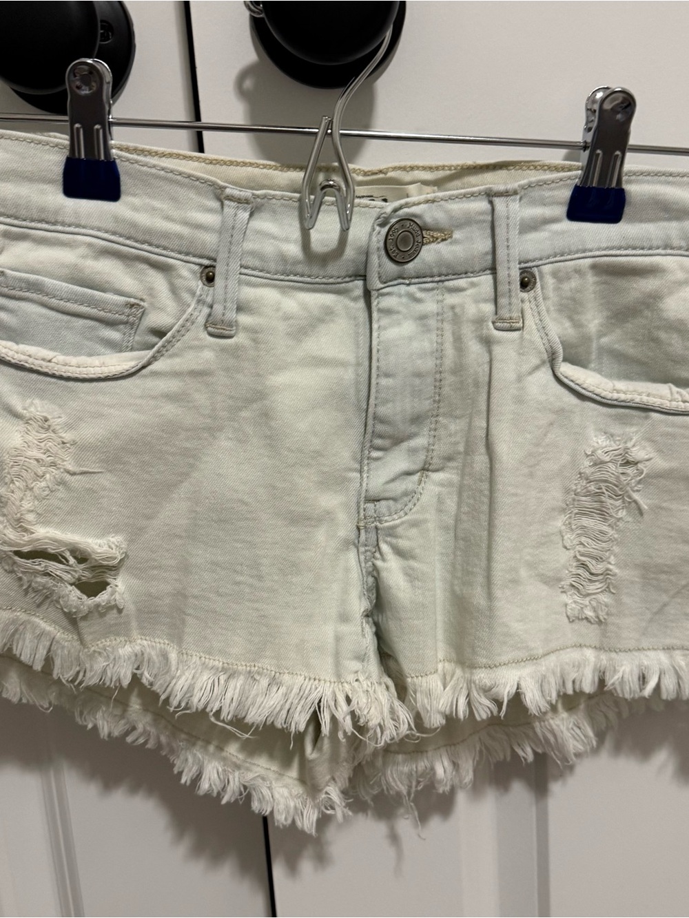 Mudd White Distressed Frayed Hem Jean Shorts